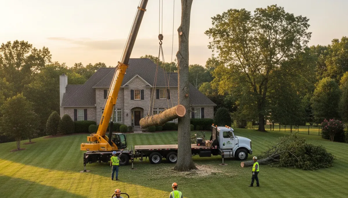 Professional lawn care and tree removal team working in Lancaster, PA