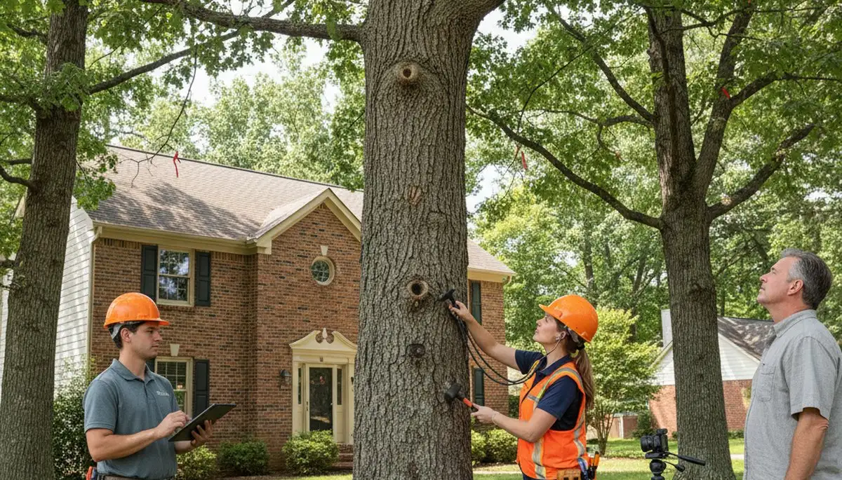 Certified arborist performing tree health assessment for homeowners in Smoketown, Lancaster, PA