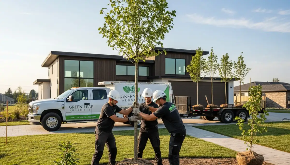 Arborist planting new tree in Lancaster, PA for Chop Chop Tree professional tree planting service