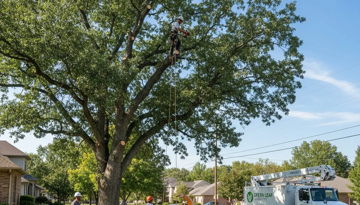 Arborist performing precise tree pruning in Lancaster, PA for healthy residential landscape trees