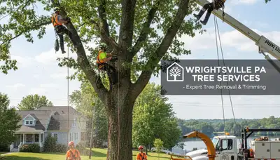 Professional tree removal service in Lancaster PA safely clearing large oak trees